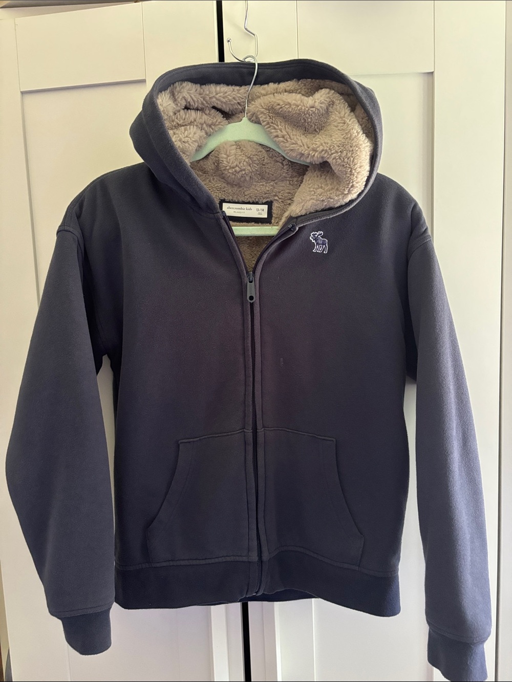 abercrombie kids Charcoal Gray Sherpa-Lined Zip Hoodie